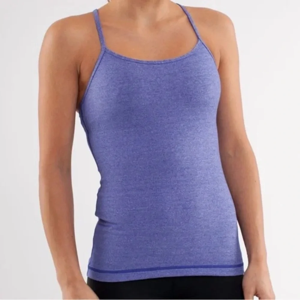 lululemon athletica Power Y Tank Heathered Blue - Picture 3 of 5
